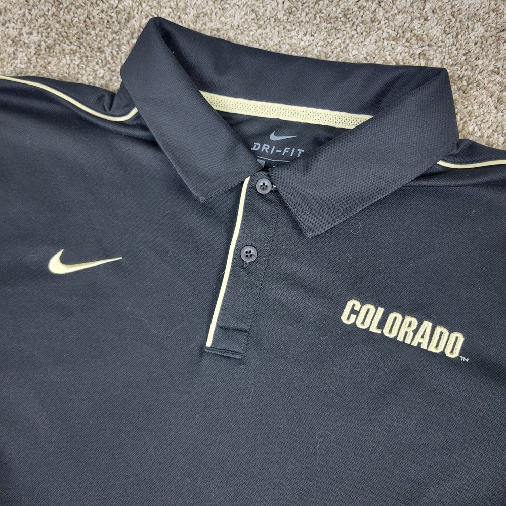 Nike Dri Fit Colorado Buffalos Mens XL Solid Black Performance Stretch Polo SS